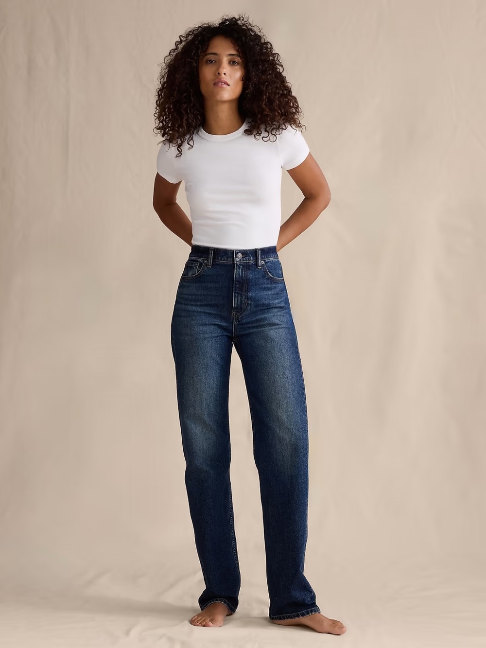 Banana Republic 90s High Waist Dark Wash Straight Leg Jeans Size 29 Petite